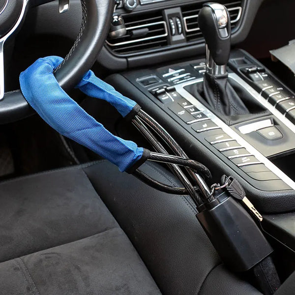 Universal Car Steering Wheel Lock - Ultimate Anti-Theft Device with Seat Belt Buckles & 3 Keys for Trucks, SUVs, Vans, and RVs